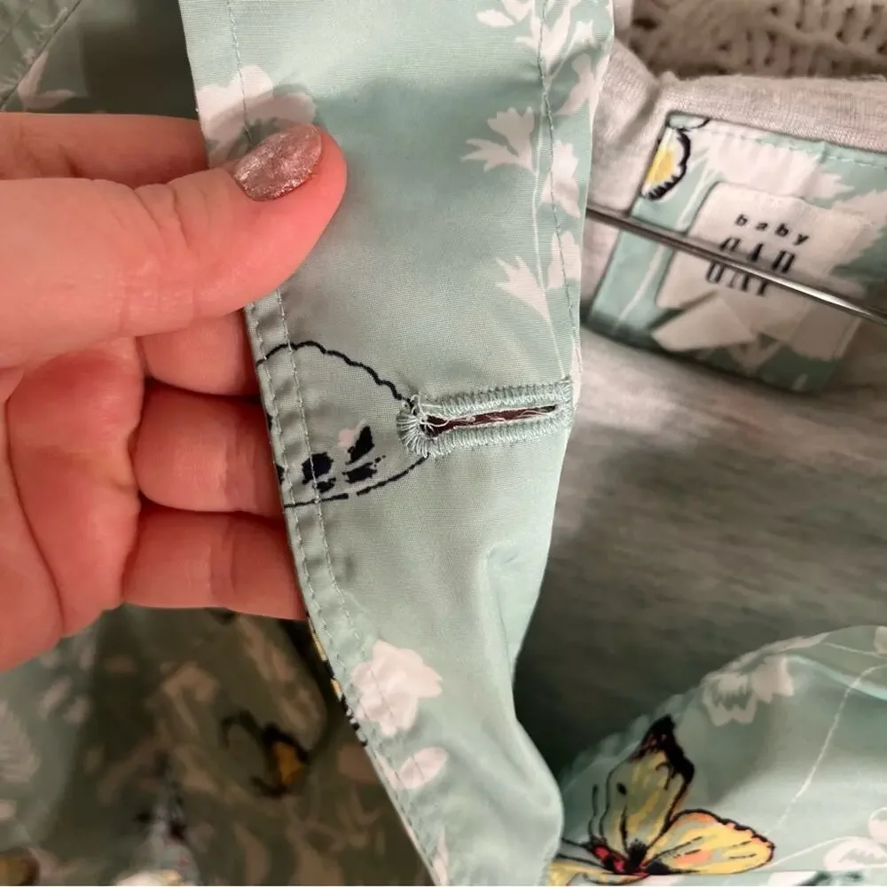 BABY GAP | Girl's Jacket Butterfly Print Raincoat With Hood Mint Green 24 Months